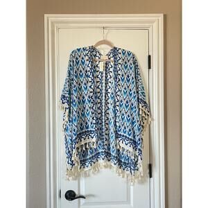 NWT BOBBIE BROOKS One Size Kimono Womens Shrug Tassels Swim Beach Coverup